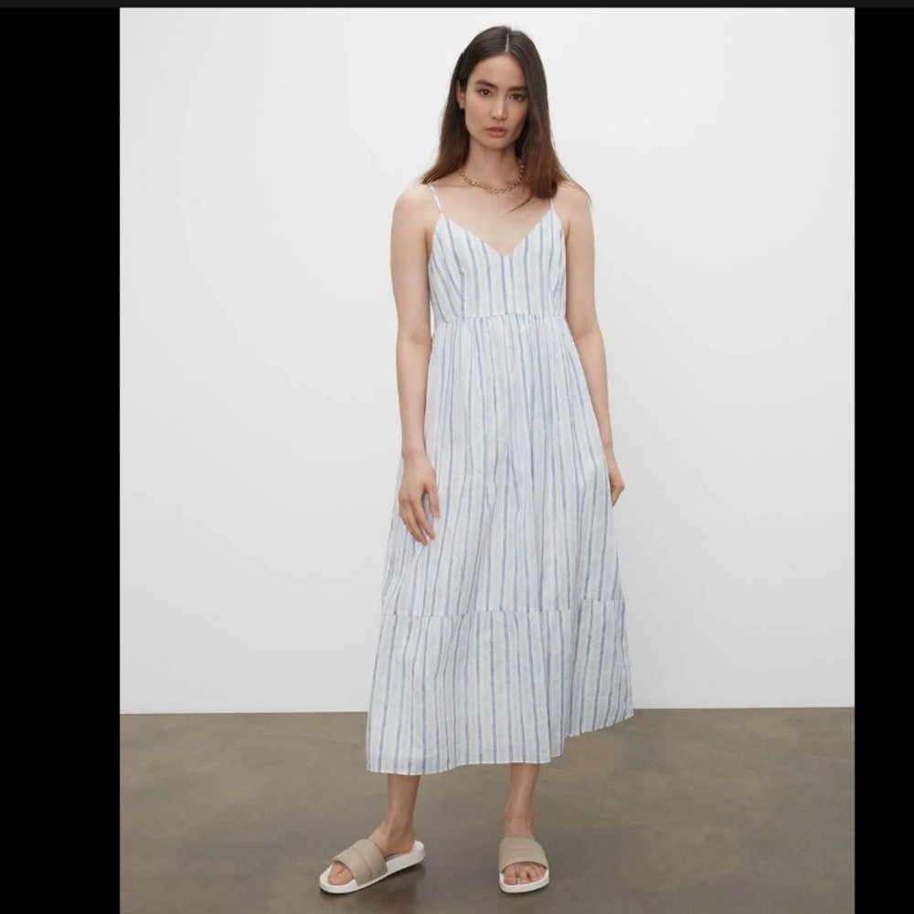 *NEW* Club Monaco Striped Sleeveless Tiered Dress, Blue White, Size 0